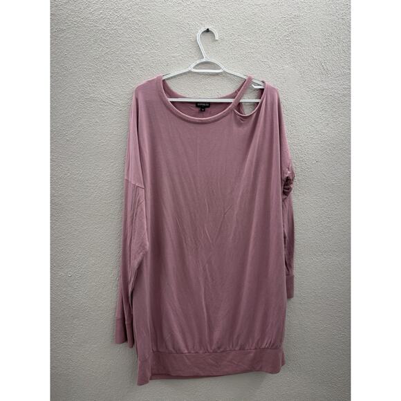Express Womens Dress Size XL Purple Mauve Sweater Long Sleeve Open Shoulder - Picture 1 of 11